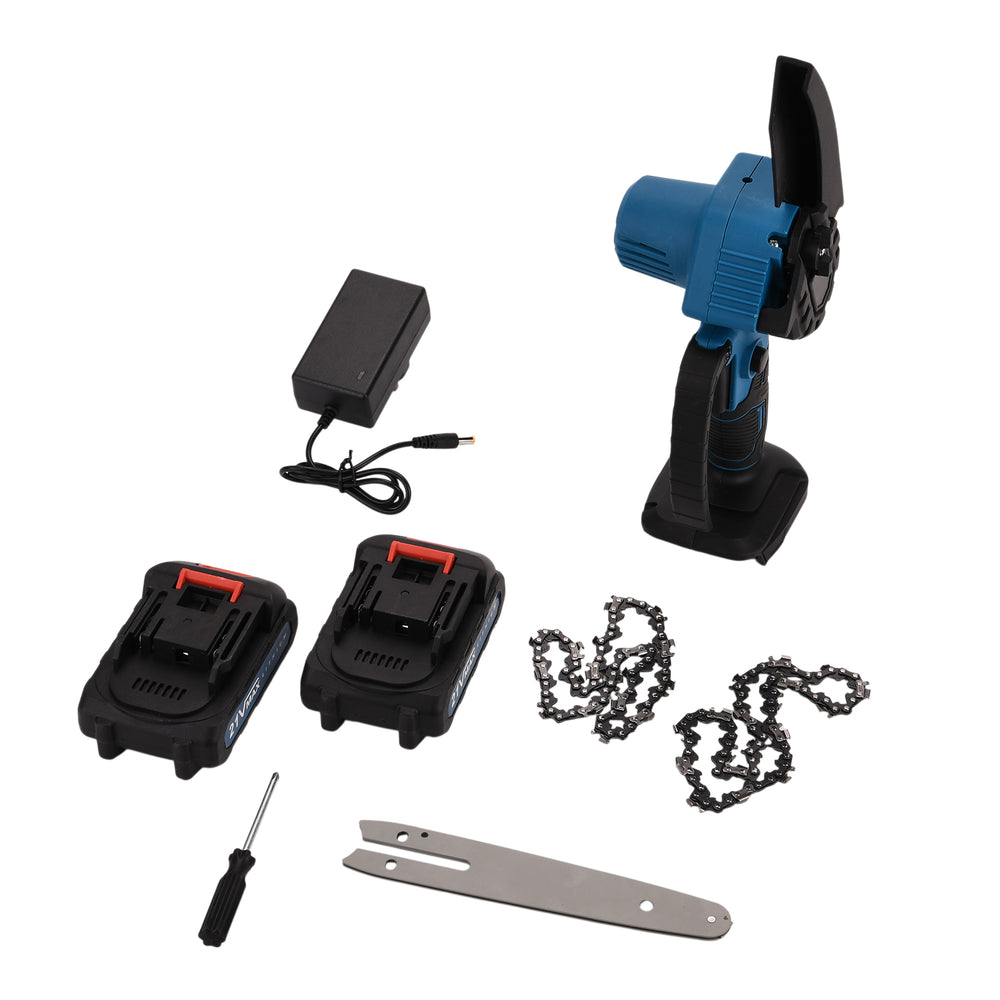 6-Inch 21V Cordless Electric Chainsaw with 2 Batteries - Blue_8194432_9