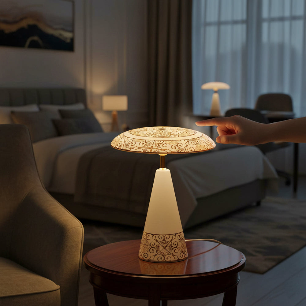 Turkish Magnetic Cordless Table Lamp with 3 Color Modes, Touch Control and 360 degree Rotation (31 Cm) - Mocha & Gold_8195148