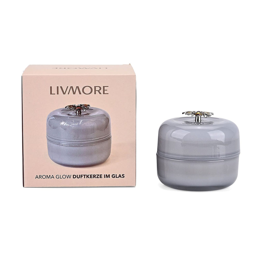 Glass Jar Candle with Bee 120g and 24hr Burn Time (Jasmine and Neroli) - Grey