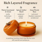 Glass Jar Candle with Bee 120g and 24hr Burn Time (Oud Wood) - Caramel