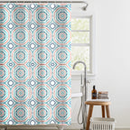 Country Club Elegant Penny Design Shower Curtain with Hooks (180x180cm) - Blue