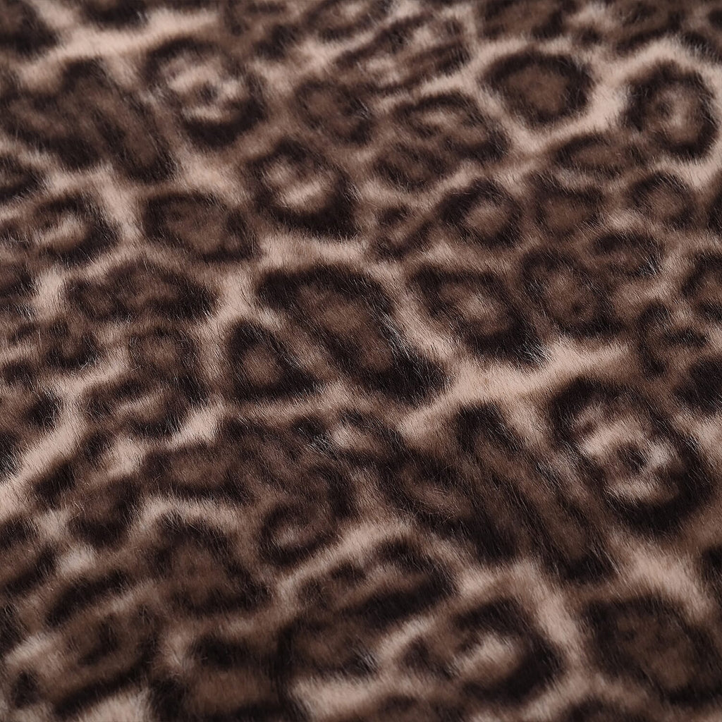 HUSH HAVEN Ultra Luxurious Double Layer Super Soft Faux Fur Leopard Print Blanket 500 GSM for Sumptuous Warmth (180x150 cm) - Light Brown