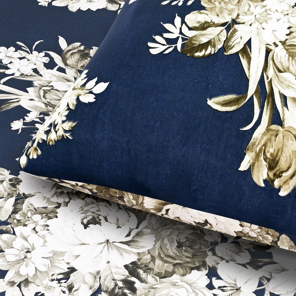 Hush Haven Flower Duvet Cover (Size 200x1 cm) - Navy & Multicolor_8198324_2