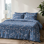 Hush Haven 6 Piece Floral Digital Print Duvet Cover Set (Double) - Blue - Multicolour
