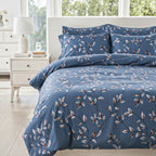 Hush Haven 6 Piece Floral Digital Print Duvet Cover Set (Double) - Blue - Multicolour