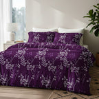 Hush Haven 6 Piece Botanical Digital Print Duvet Cover Set (Double) - Purple