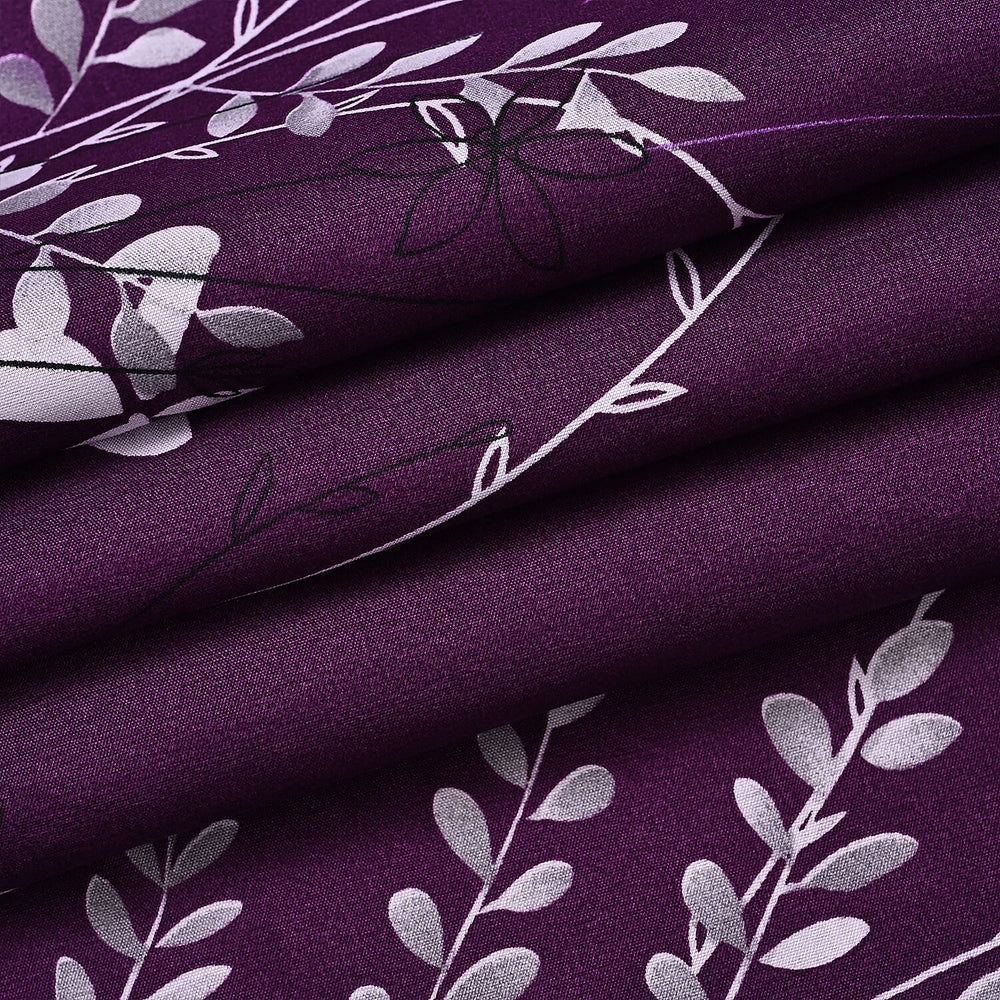 Hush Haven 6 Piece Botanical Digital Print Duvet Cover Set (Double) - Purple