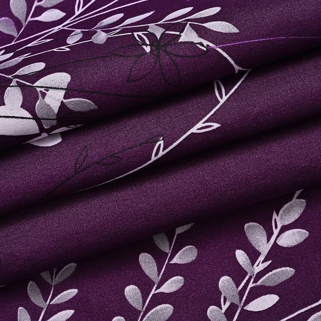 Hush Haven 6 Piece Botanical Digital Print Duvet Cover Set (Double) - Purple