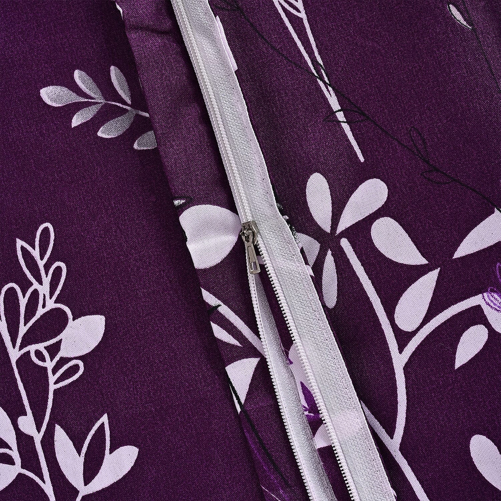 Hush Haven 6 Piece Botanical Digital Print Duvet Cover Set (Double) - Purple
