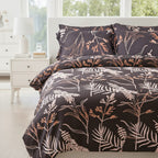 Hush Haven 6 Piece Botanical Digital Print Duvet Cover Set (Double) - Brown