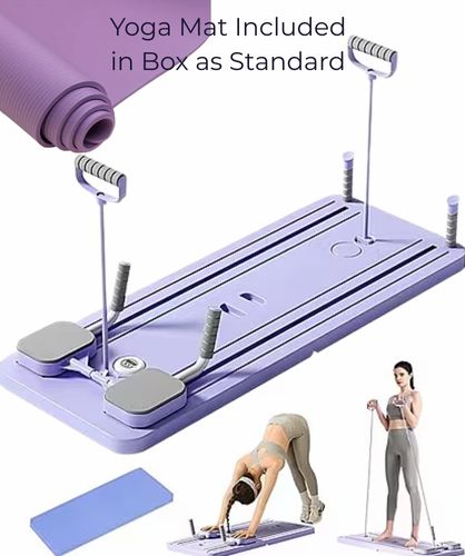 Biss & Beyond Multifunctional Exercise Board - INC. Workout Platform with Resistance Ropes, Yoga Mat, Stability Column, and Comfort Pad - Purple_8202709