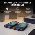 Hybrid 15W Premium Dual Wireless Charging Pad - Grey
