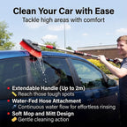 2 in 1 Telescopic Car Cleaner with Mop and Mitt Water Fed with Hose Attachment