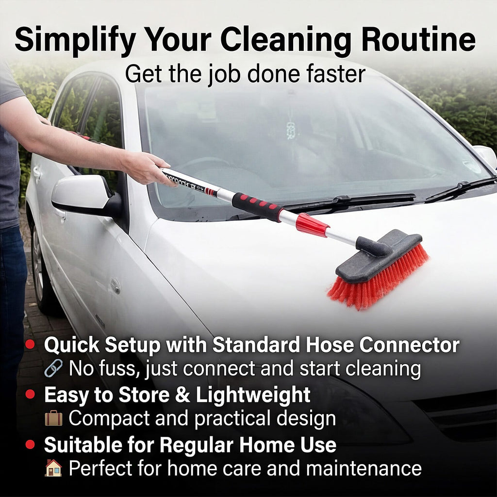2 in 1 Telescopic Car Cleaner with Mop and Mitt Water Fed with Hose Attachment