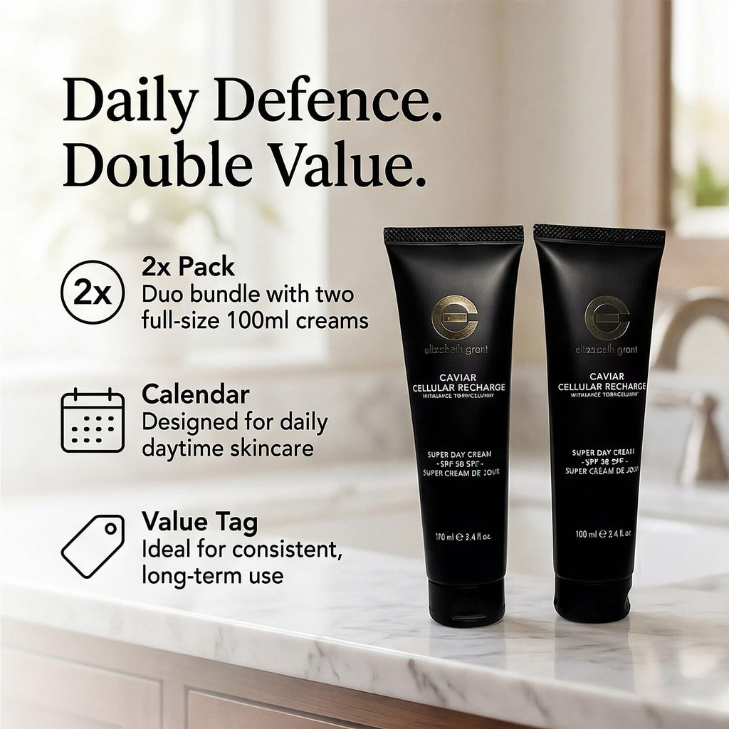 Elizabeth Grant Caviar Cellular Recharge Super Day Cream With SPF30 Duo Bundle - 100ml each