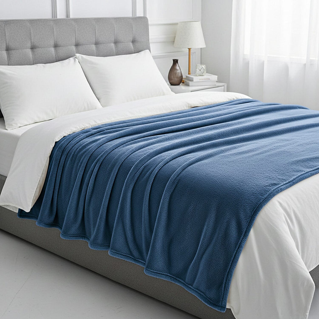 Hush Haven Super Soft Teddy Fleece Throw Single Layer Blanket - Blue