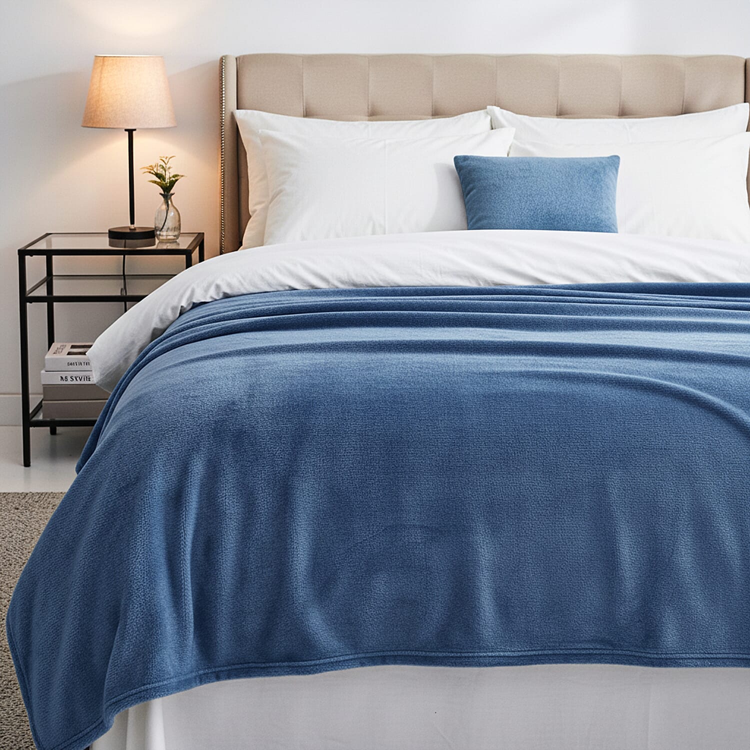 Hush Haven Super Soft Teddy Fleece Throw Single Layer Blanket - Blue