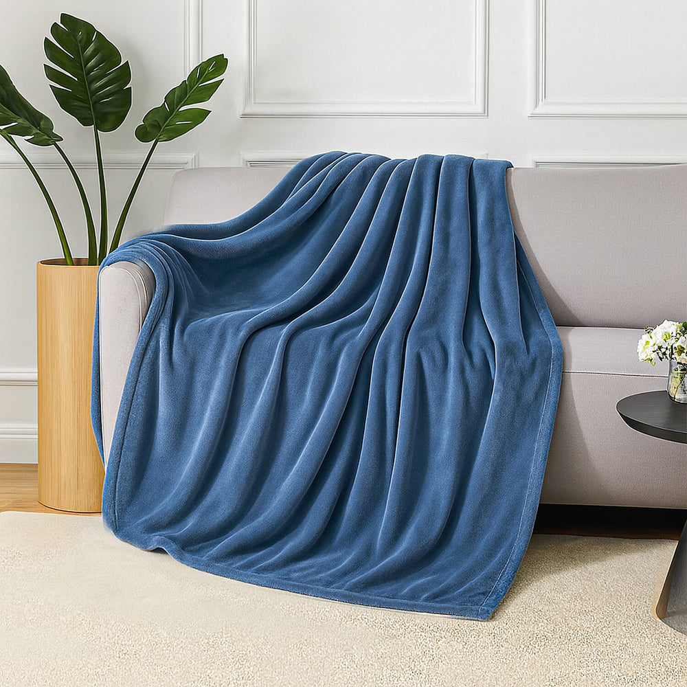 Hush Haven Super Soft Teddy Fleece Throw Single Layer Blanket - Blue