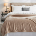 Hush Haven Super Soft Teddy Fleece Throw Single Layer Blanket - Beige