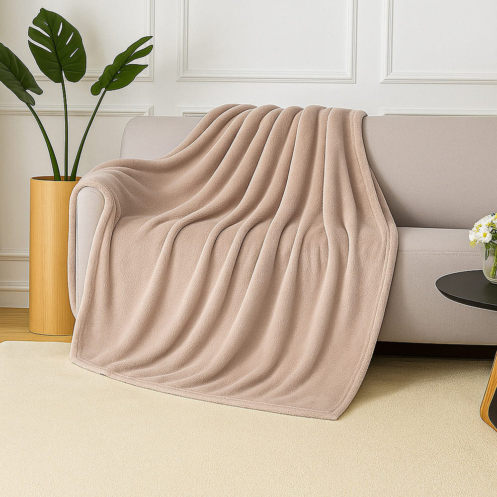 Hush Haven Super Soft Teddy Fleece Throw Single Layer Blanket - Beige