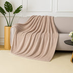 Hush Haven Super Soft Teddy Fleece Throw Single Layer Blanket - Beige