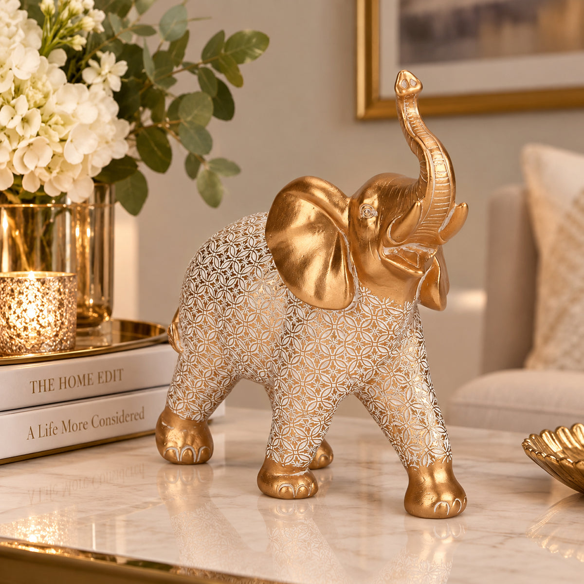 Bliss & Beyond Showpiece (Size - One Size) - White & Gold_8216678
