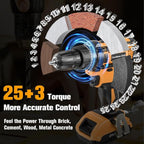 21V Cordless Impact Electric Drill Kit - 35nm Torque - Dual Battery - Black - Yellow