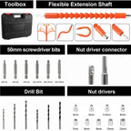 21V Cordless Impact Electric Drill Kit - 35nm Torque - Dual Battery - Black - Yellow