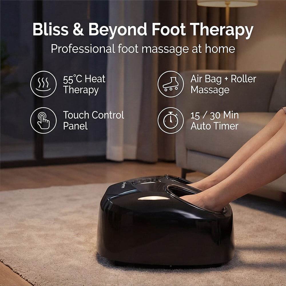 Bliss - Beyond Foot Therapy with 55 Degree C Heat Therapy, 2 Massage Modes, 3 Intensity Levels - Black