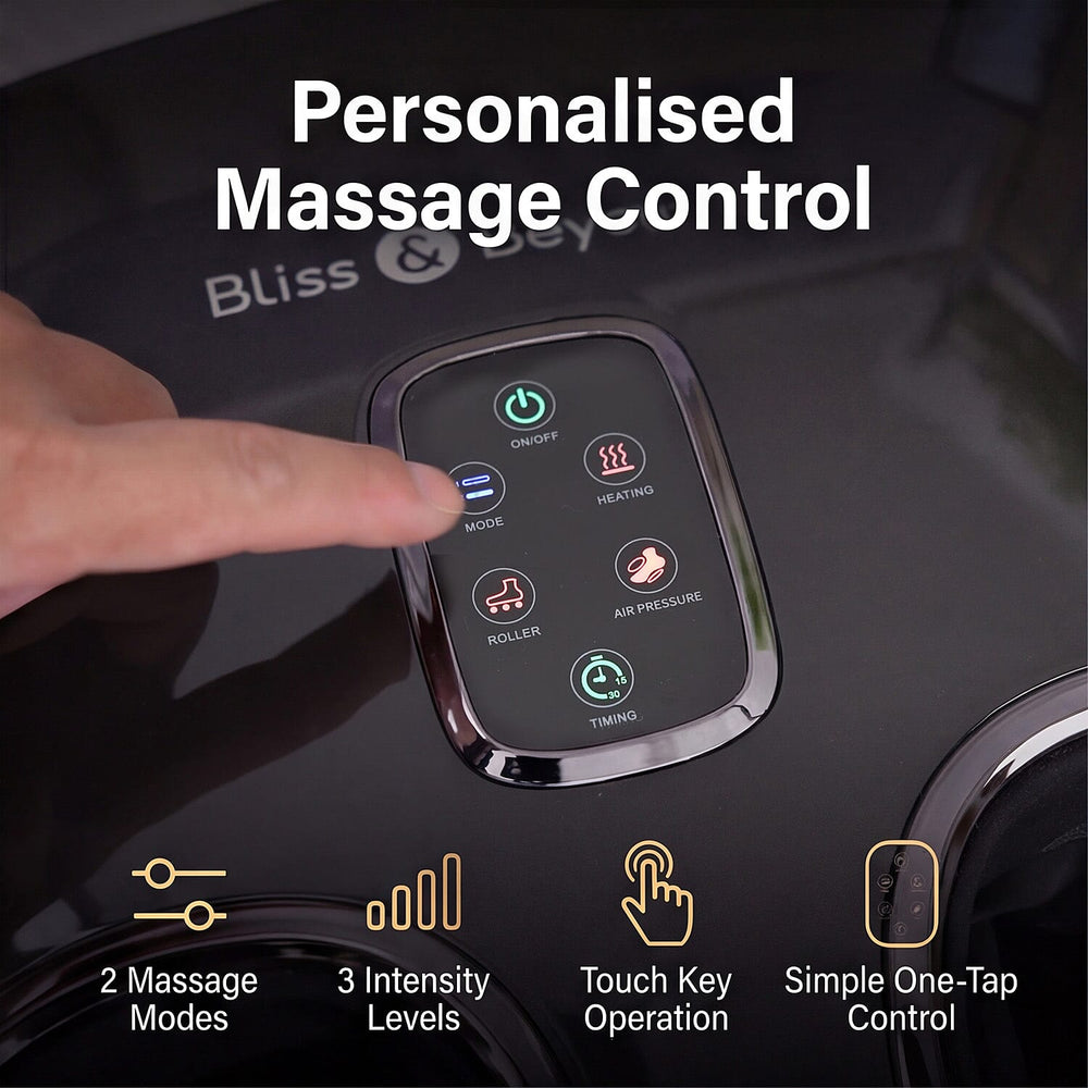 Bliss - Beyond Foot Therapy with 55 Degree C Heat Therapy, 2 Massage Modes, 3 Intensity Levels - Black