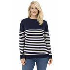 Pure And Natural  Boat Neck  Stripeed Body Jumper (Size 24) - Navy