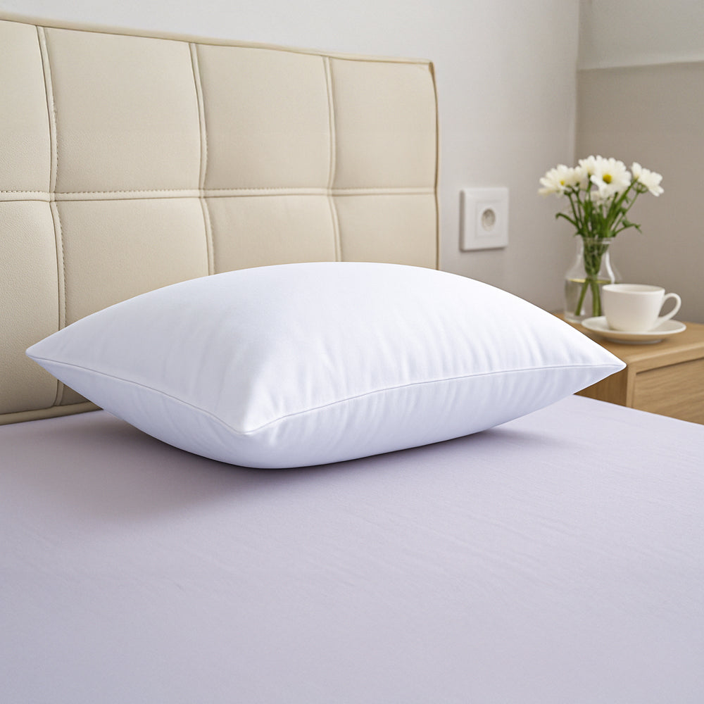 Hush Haven Tencel Patterned Pillow Case and Cover (Size 75x1 cm) - White & White_8222652_1
