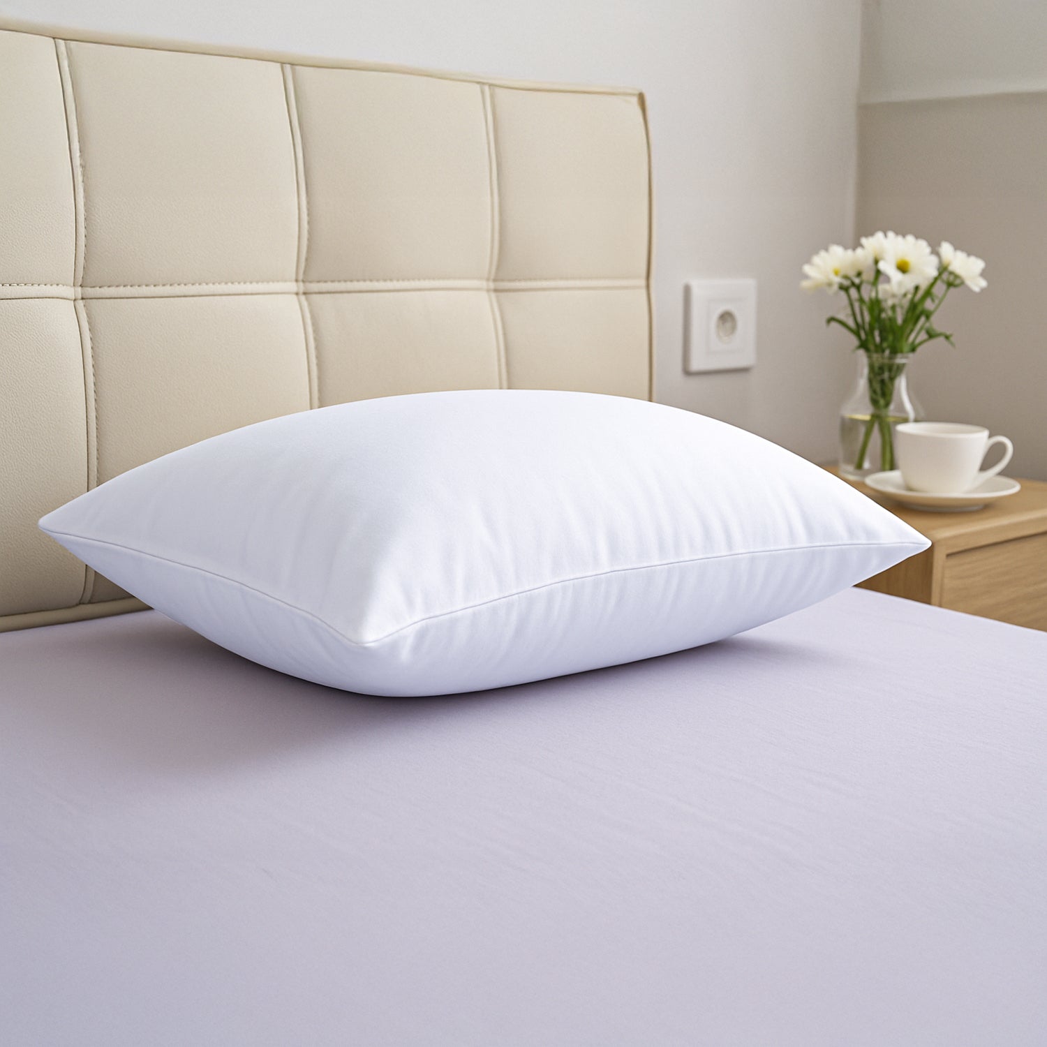 Hush Haven Tencel Patterned Pillow Case and Cover (Size 75x1 cm) - White & White_8222652_1