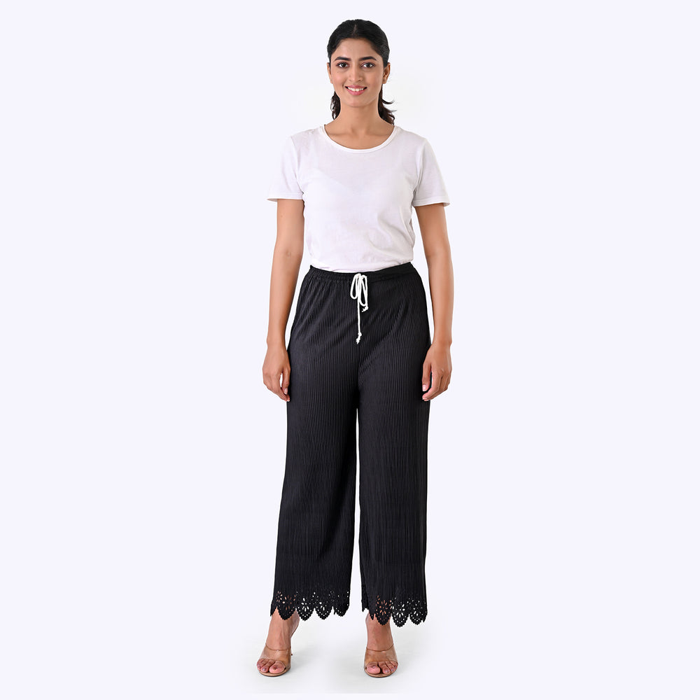 Patterned Palazzo (Size - One Size) - Black & Black_8223940