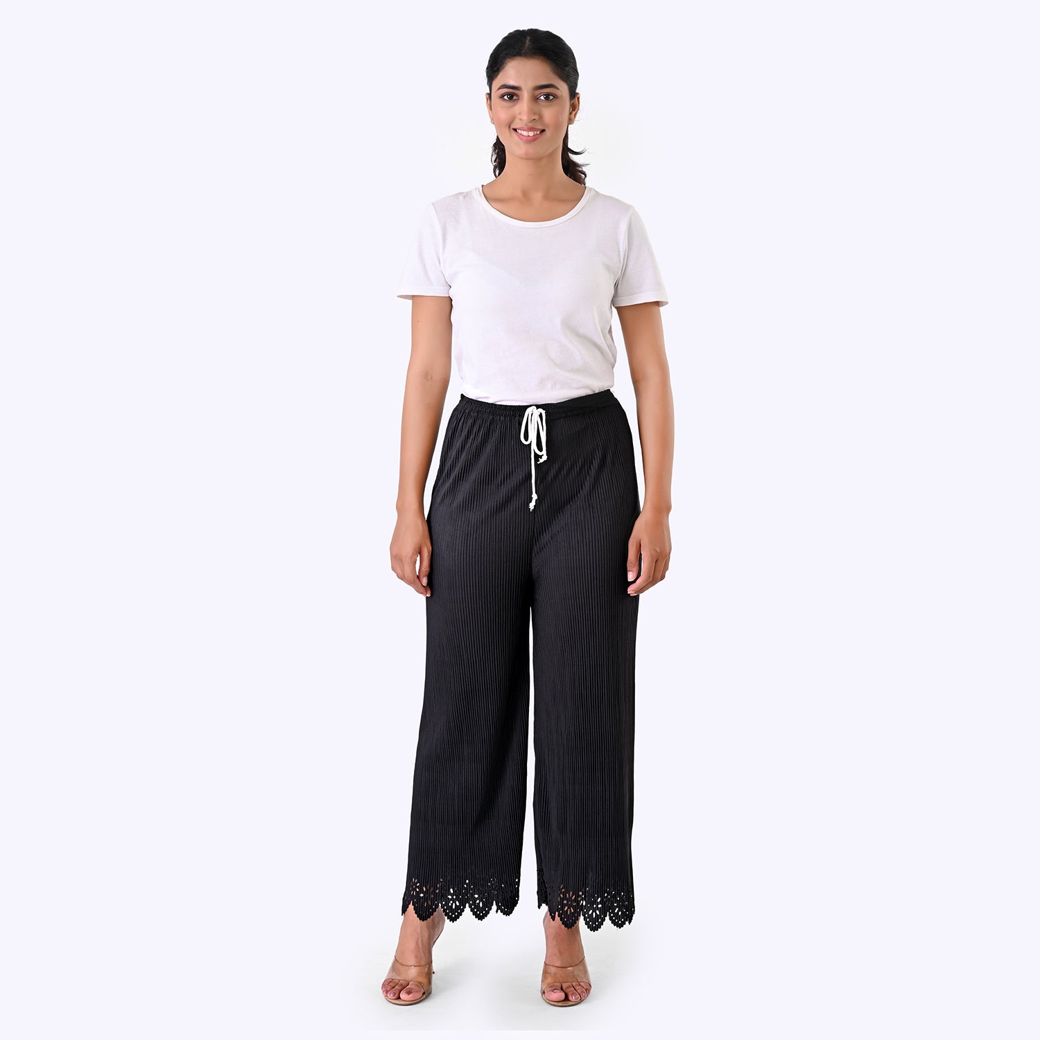 Patterned Palazzo (Size - One Size) - Black & Black_8223940