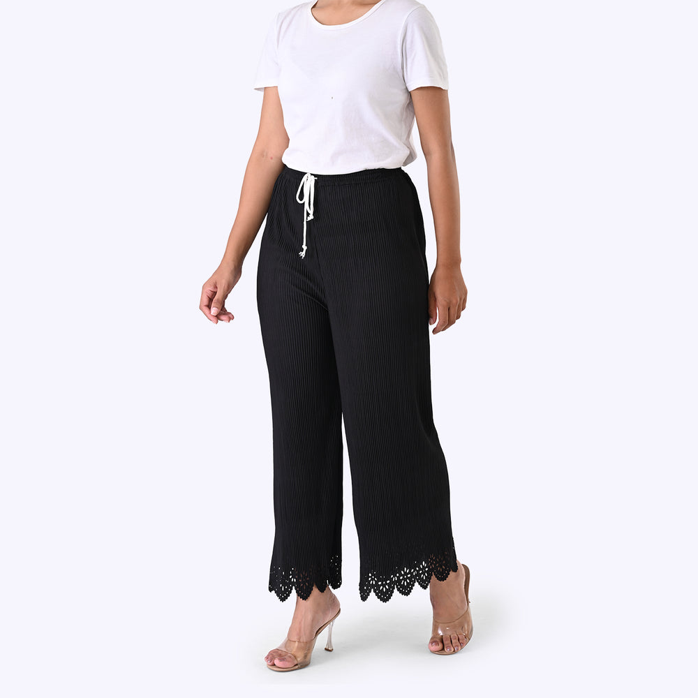 Patterned Palazzo (Size - One Size) - Black & Black_8223940_2