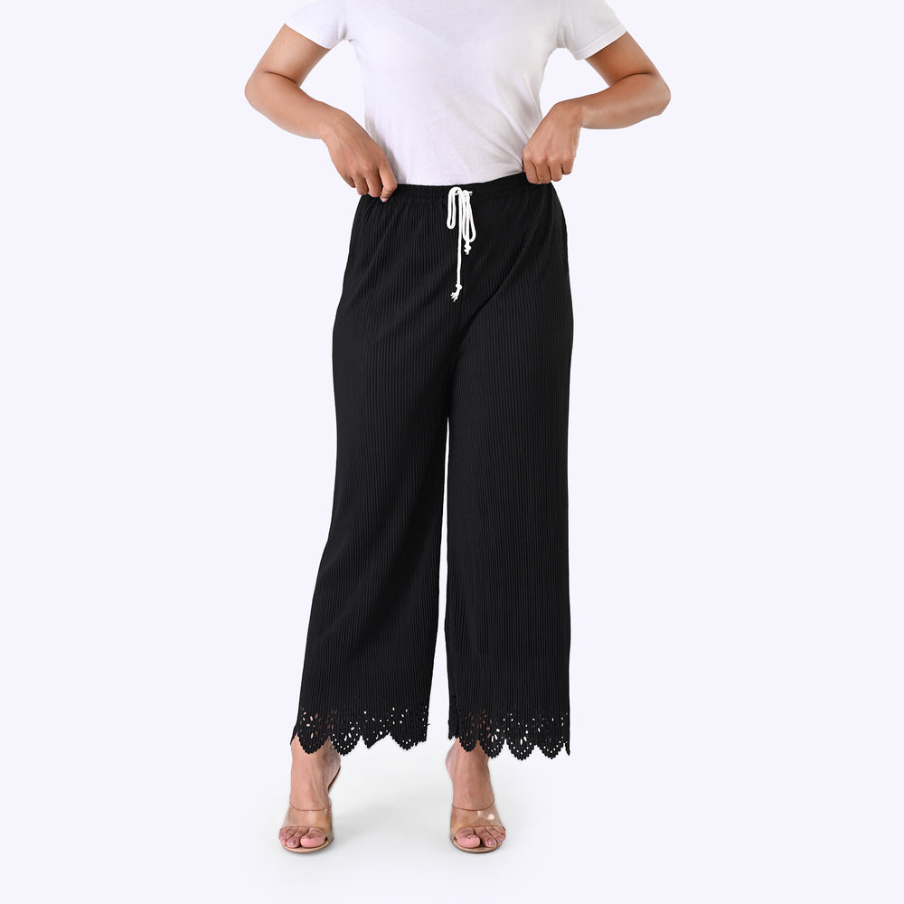 Patterned Palazzo (Size - One Size) - Black & Black_8223940_4
