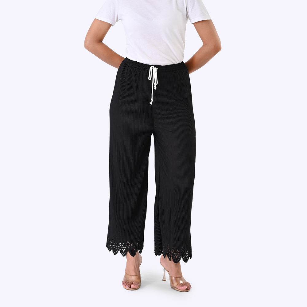 Patterned Palazzo (Size - One Size) - Black & Black_8223940_5