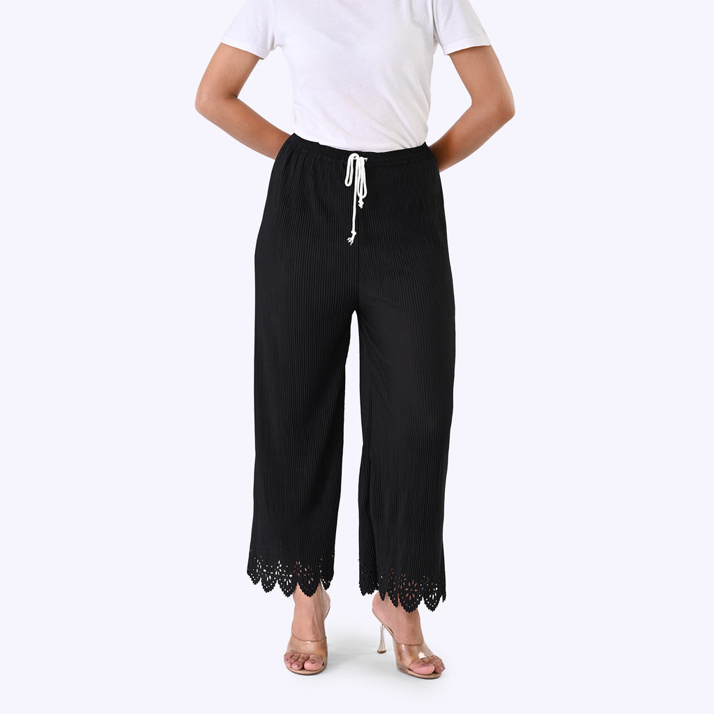 Patterned Palazzo (Size - One Size) - Black & Black_8223940_5