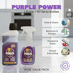 Purple Power All Purpose Cleaning Kit (1 Super Concentrate 500ml - fills up to 50 bottles, 1 Refillable Trigger Spray Bottle, 1 Foam Bottle 500ml)