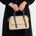 100% Geniune Leather Floral Embossed Tote Bag - Ivory