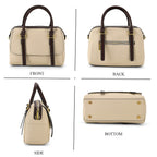 100% Geniune Leather Floral Embossed Tote Bag - Ivory