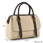 100% Geniune Leather Floral Embossed Tote Bag - Ivory