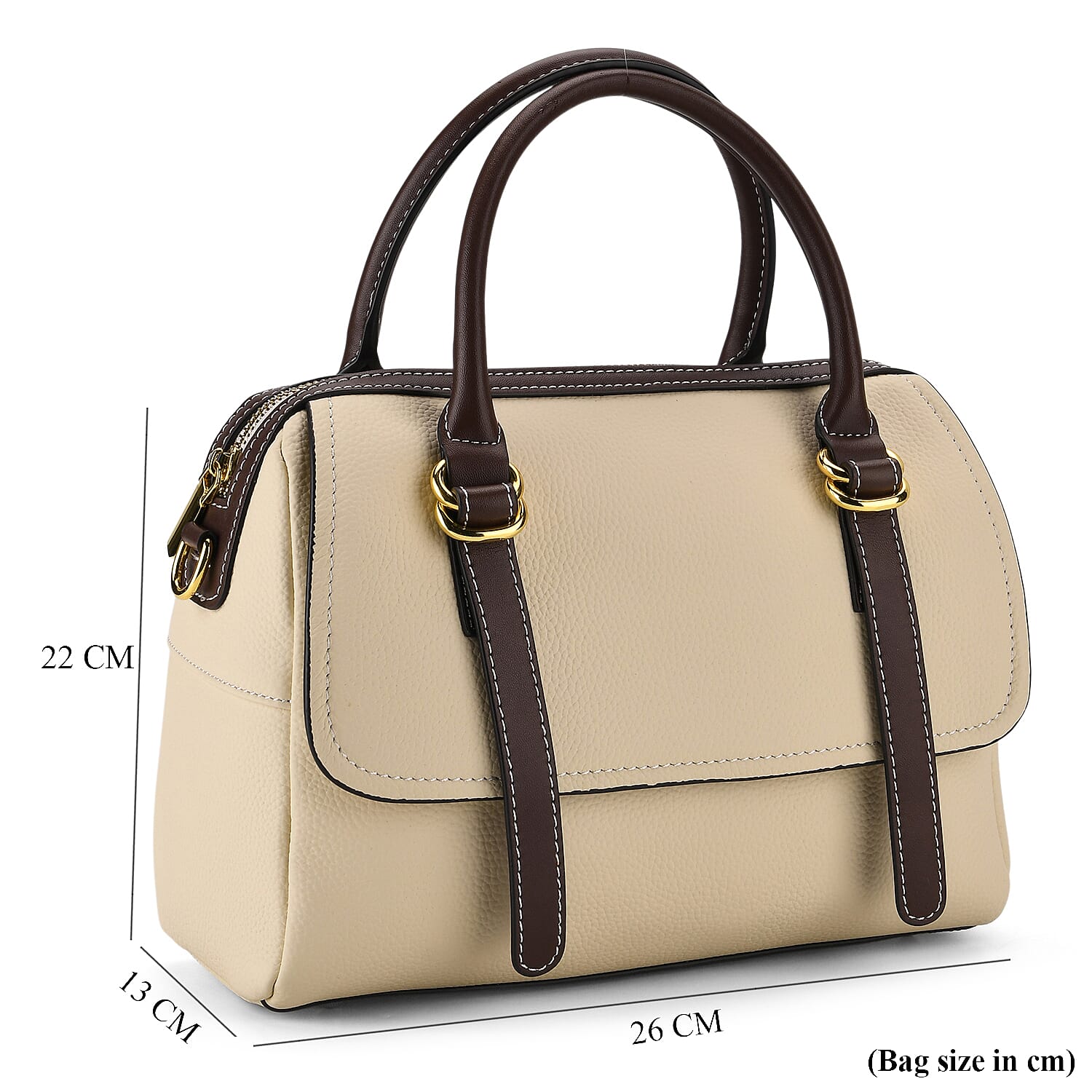 100% Geniune Leather Floral Embossed Tote Bag - Ivory