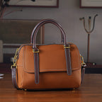 100% Geniune Leather Floral Embossed Tote Bag - Tan