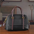 100% Geniune Leather Floral Embossed Tote Bag - Black