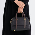 100% Geniune Leather Floral Embossed Tote Bag - Black