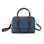 100% Geniune Leather Floral Embossed Tote Bag - Navy