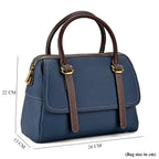100% Geniune Leather Floral Embossed Tote Bag - Navy