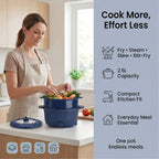 Bliss - Beyond Electric Hot Pot, Frying, Stewing, And Stir-Fry Functions, Adjustable Temperature (2.5 Liters) - Navy